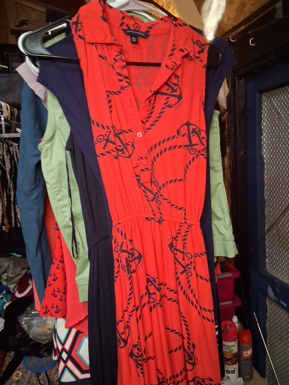 Tommy Hilfiger Coral Maxi Dress with Navy Rope Print